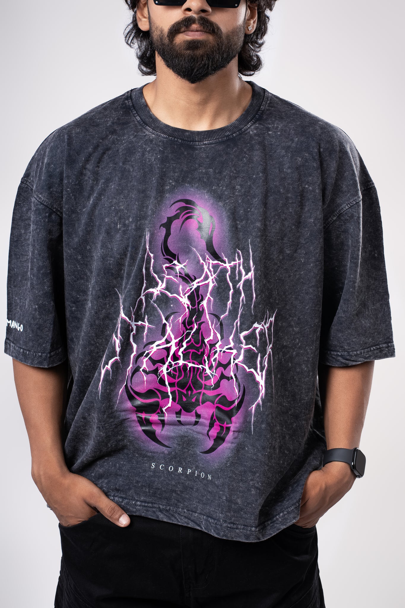 DEATH STALKER ACID WASH OVERSIZE TEE